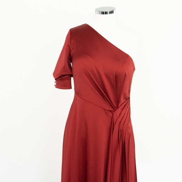 Kay Unger Izabella One Shoulder Gown Red Size 6 - Picture 3 of 15